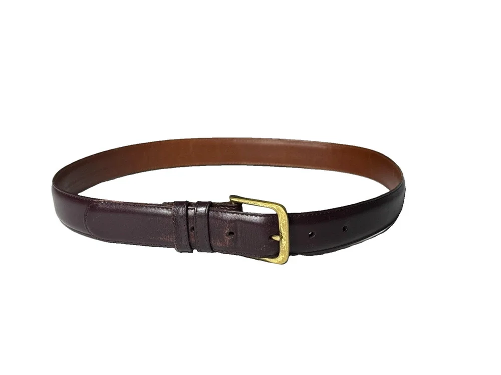Coach Vintage Mens Belt Size 34 Genuine Cowhide Leather Brass Buckle Dk Brown